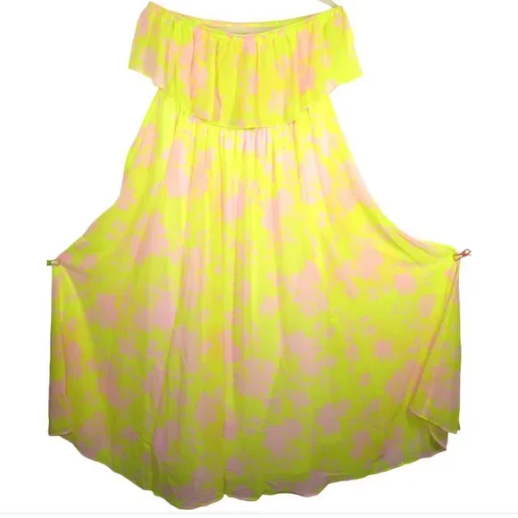 torrid | Dresses | Torrid Plus Size 5x Yellow Floral Smocked Flowy Chiffon  Strapless Maxi Dress | Poshmark